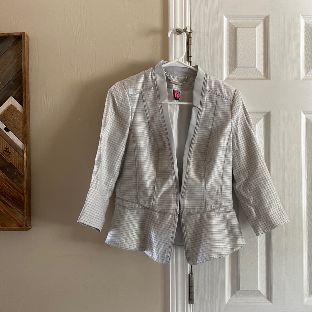 White House Black Market blazer (silver and white)